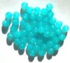 50 6mm Coated Translucent Turquoise Round Glass Beads